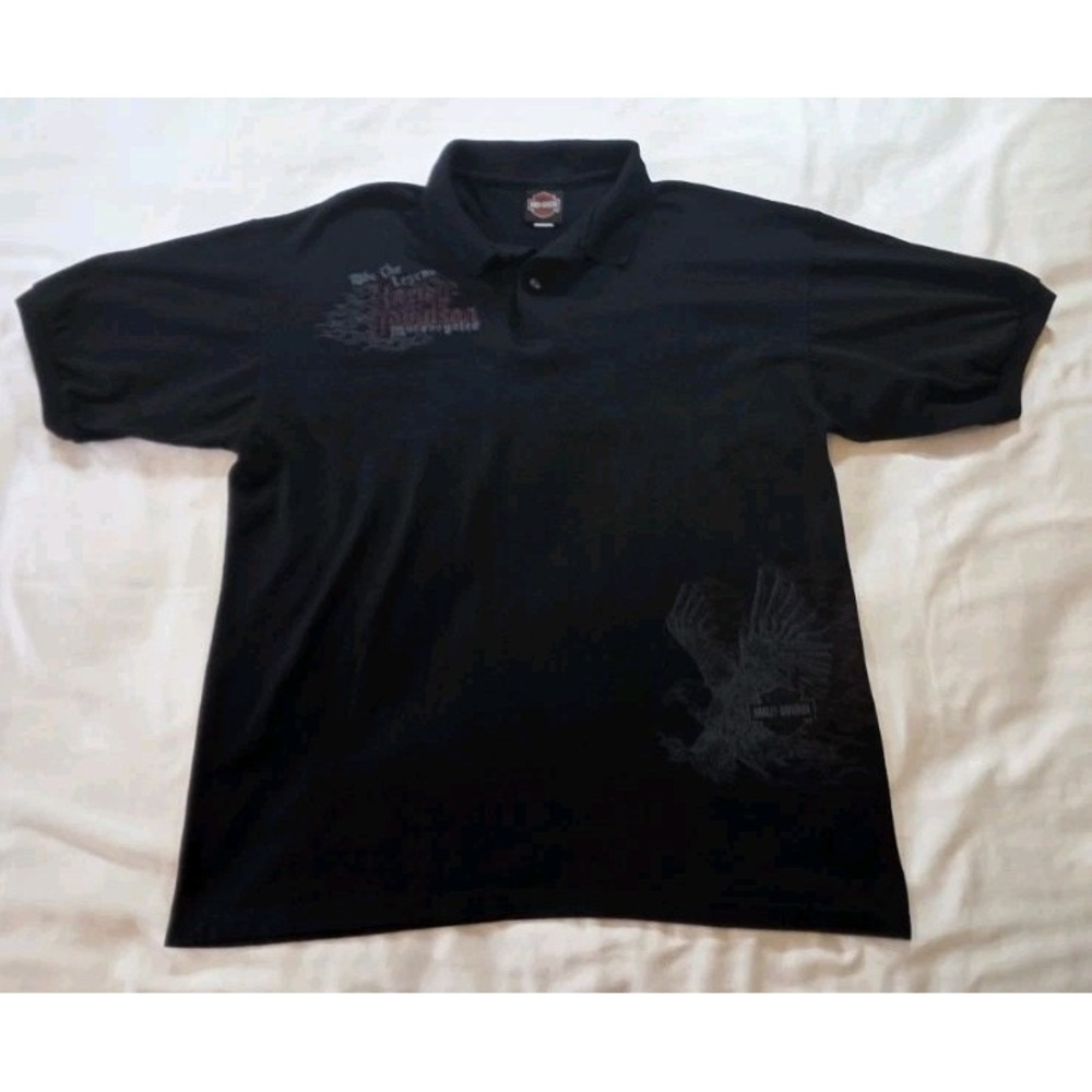 Vtg Harley Davidson St‎ Thomas Polo Shirt Mens XL Black Flame Eagle Pirate Rare!